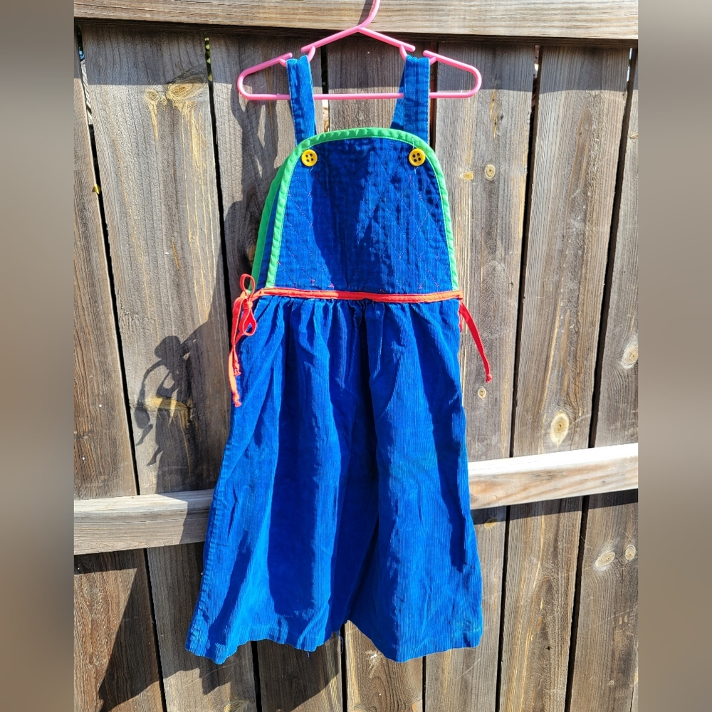 Vintage 80s/90s Ruth Scharf Girls Size 10 Blue Courderoy jumper